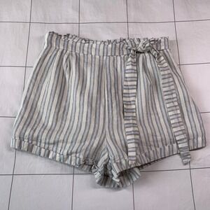Heartloom Shorts Womens Large Piper Striped Paperbag Waist Linen Light Comfort